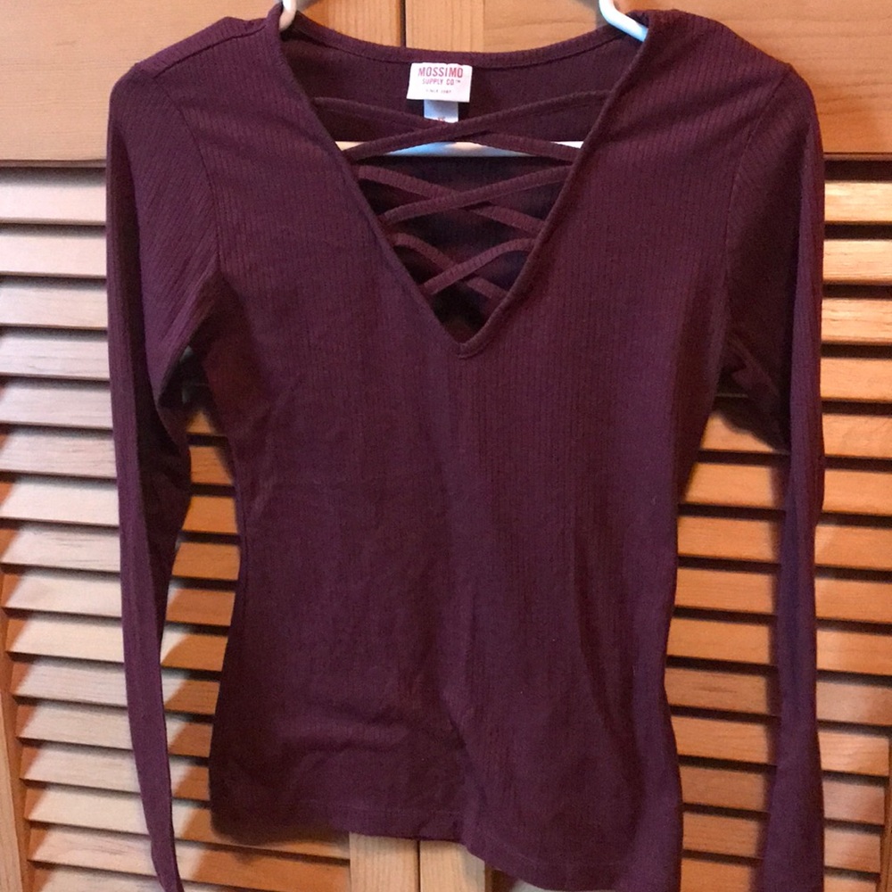 Mossimo Supply Co. Burgundy Long Sleeve Shirt XS